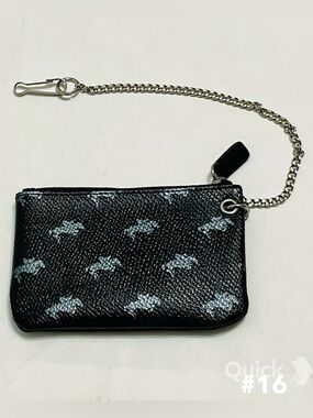 Small Leather Coin Purse with Silver Chain